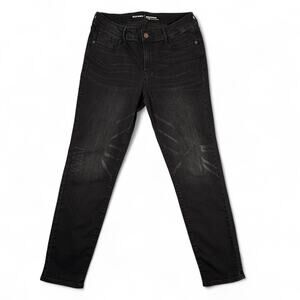 Old Navy Rockstar Mid Rise Skinny Jeans Black Whiskering Women's 10